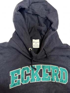 Champion Eckerd Tritons Navy Blue Applique College Hoodie Sweatshirt Size M